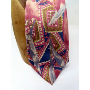 VTG 80s ARCHITECT Neck Tie 100% Silk Mauve Pink Gray Abstract